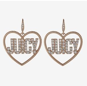 Juicy Couture Gold Crystal Heart Drop Earrings